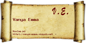 Vanya Emma névjegykártya